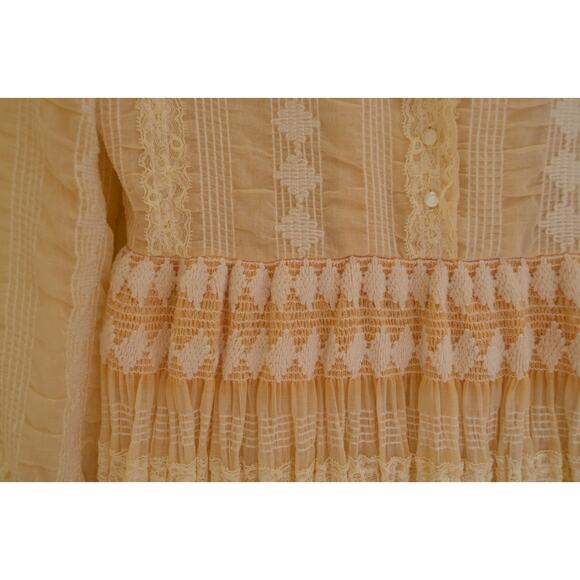 Vintage High Neck Lace Long Sleeve Lace Dress Size Medium - Picture 4 of 7